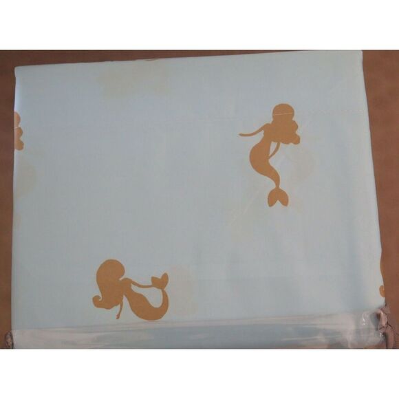 Sparkle & Shine Collection Aqua Blue Glitter Gold Mermaid 3Pc TWIN Sheet Set $68 - Picture 6 of 10